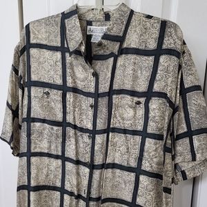 Vintage Whistles 100% Silk Men's Button Down Shirt L